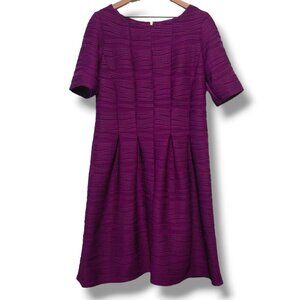 Melonie T dress womens 14 purple above-knee fit and flare textured short-sleeve